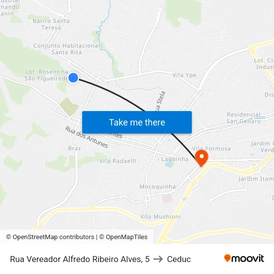 Rua Vereador Alfredo Ribeiro Alves, 5 to Ceduc map