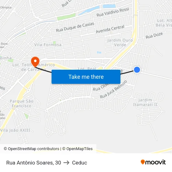Rua Antônio Soares, 30 to Ceduc map