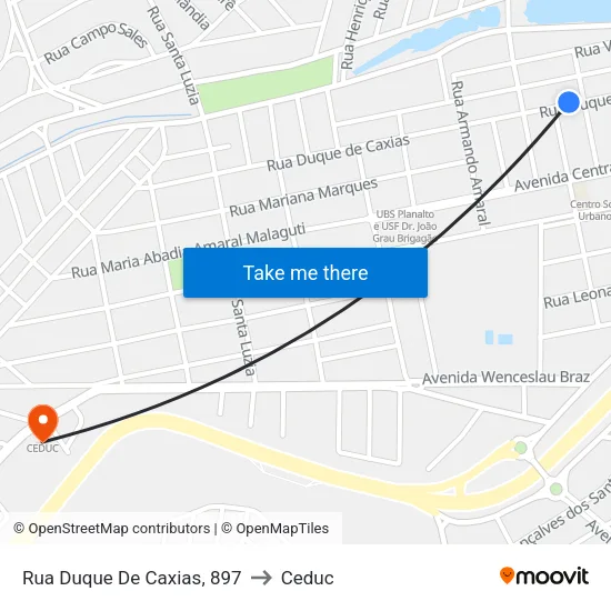 Rua Duque De Caxias, 897 to Ceduc map