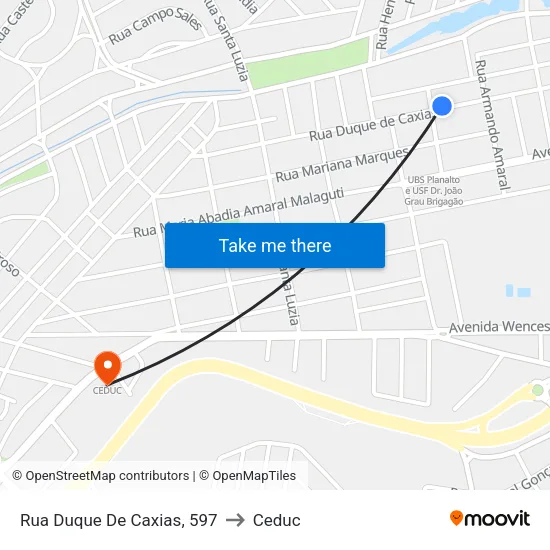Rua Duque De Caxias, 597 to Ceduc map