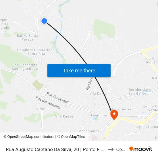 Rua Augusto Caetano Da Silva, 20 | Ponto Final Da Linha 04 to Ceduc map