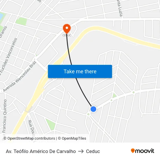 Av. Teófilo Américo De Carvalho to Ceduc map