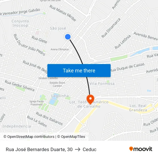 Rua José Bernardes Duarte, 30 to Ceduc map