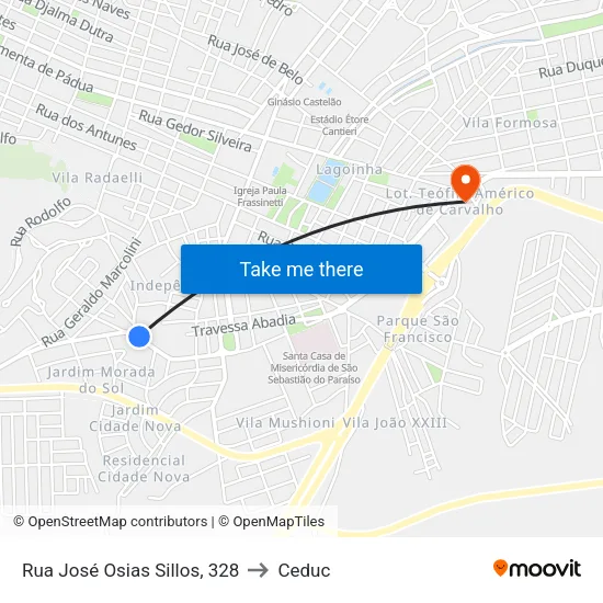 Rua José Osias Sillos, 328 to Ceduc map