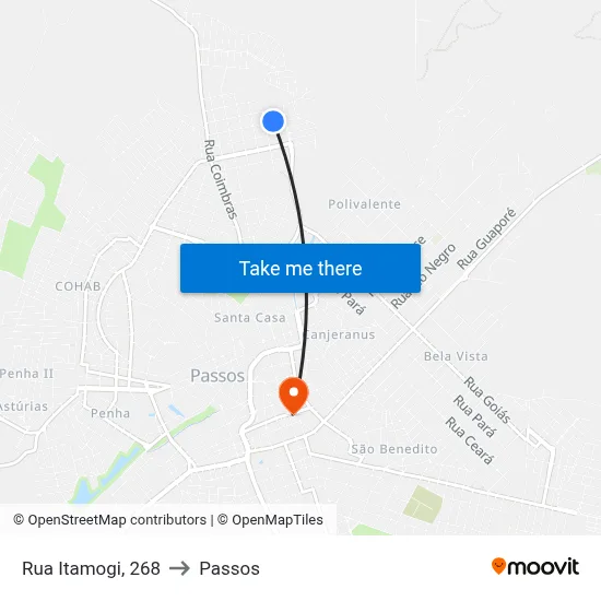 Rua Itamogi, 268 to Passos map