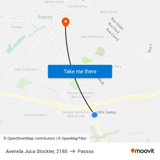 Avenida Juca Stockler, 2180 to Passos map