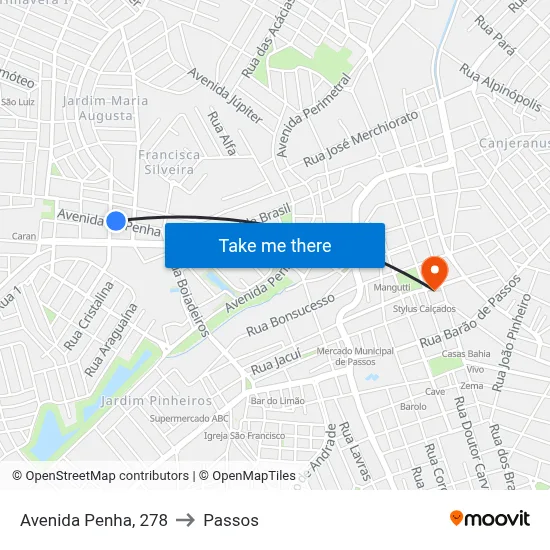 Avenida Penha, 278 to Passos map