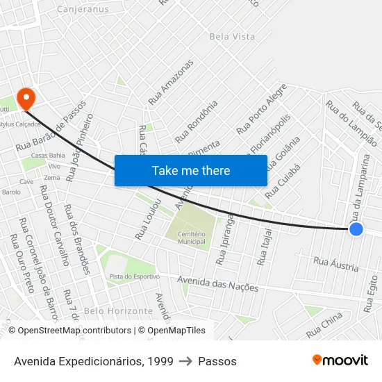 Avenida Expedicionários, 1999 to Passos map