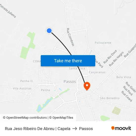 Rua Jeso Ribeiro De Abreu | Capela to Passos map