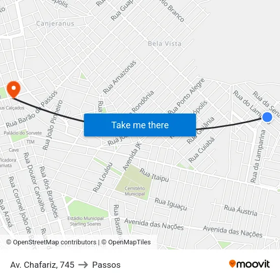 Av. Chafariz, 745 to Passos map