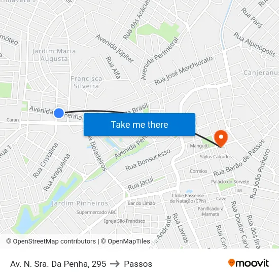 Av. N. Sra. Da Penha, 295 to Passos map