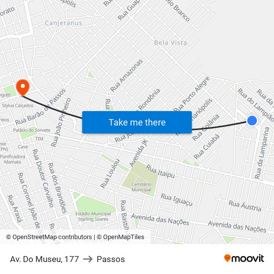 Av. Do Museu, 177 to Passos map