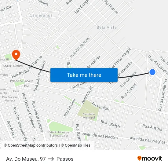 Av. Do Museu, 97 to Passos map