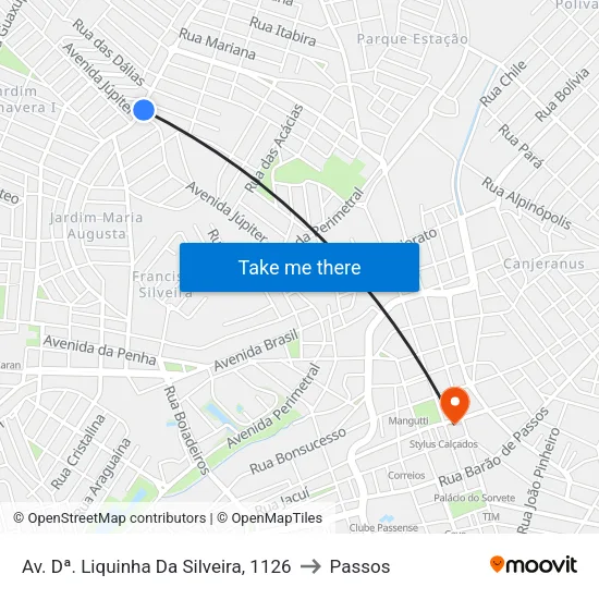 Av. Dª. Liquinha Da Silveira, 1126 to Passos map