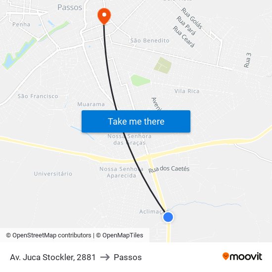 Av. Juca Stockler, 2881 to Passos map