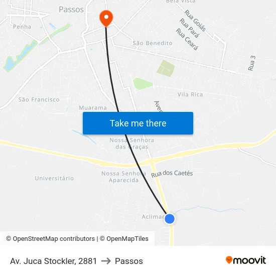 Av. Juca Stockler, 2881 to Passos map