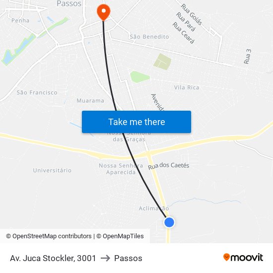 Av. Juca Stockler, 3001 to Passos map