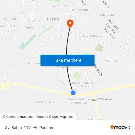 Av. Sabiá, 117 to Passos map