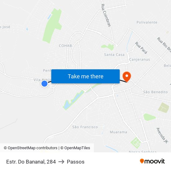 Estr. Do Bananal, 284 to Passos map