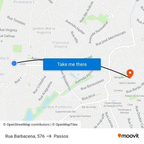 Rua Barbacena, 576 to Passos map