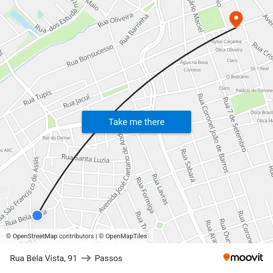 Rua Bela Vista, 91 to Passos map
