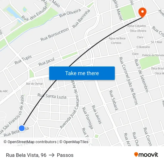 Rua Bela Vista, 96 to Passos map