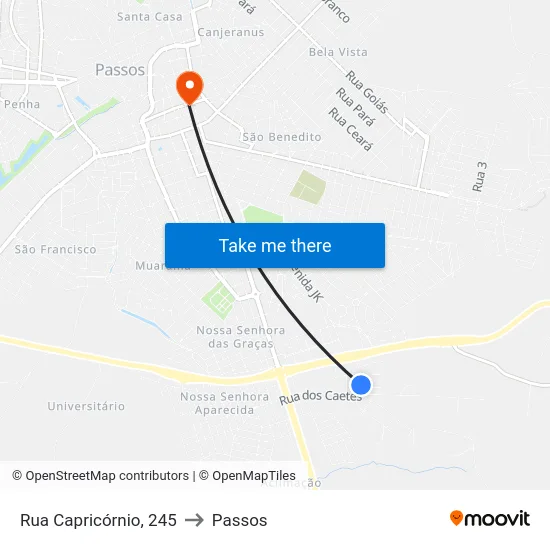 Rua Capricórnio, 245 to Passos map