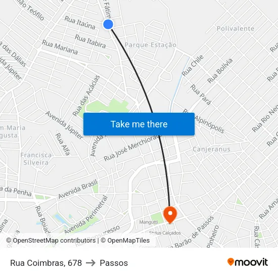 Rua Coimbras, 678 to Passos map