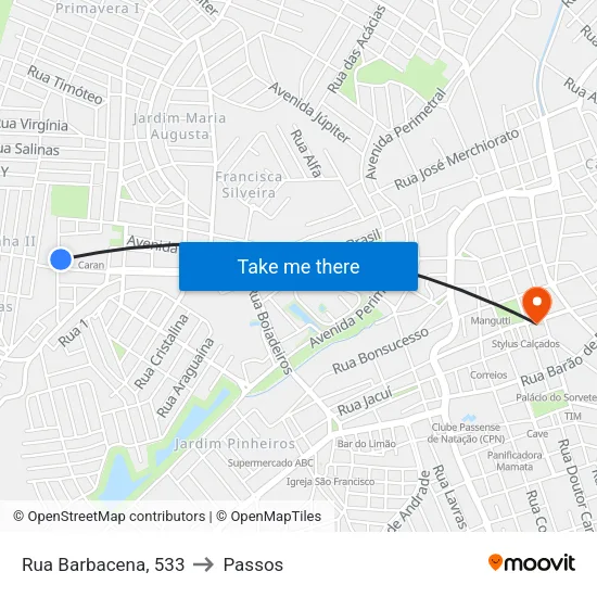 Rua Barbacena, 533 to Passos map