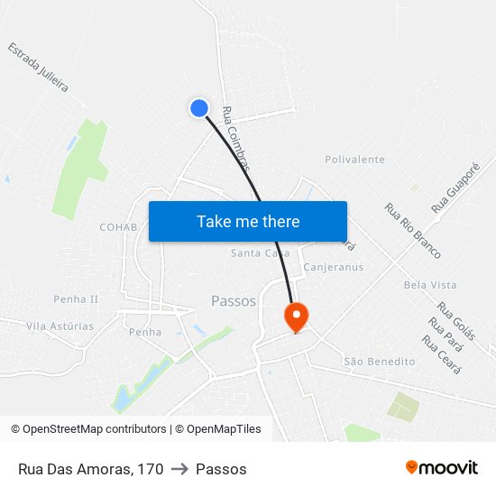 Rua Das Amoras, 170 to Passos map