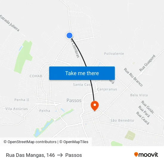 Rua Das Mangas, 146 to Passos map