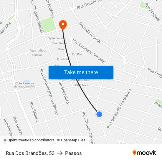 Rua Dos Brandões, 53 to Passos map