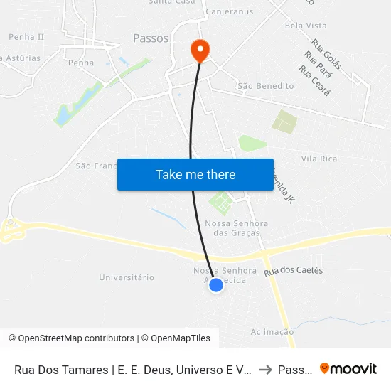 Rua Dos Tamares | E. E. Deus, Universo E Virtude to Passos map