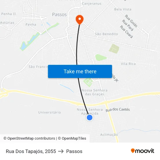 Rua Dos Tapajós, 2055 to Passos map