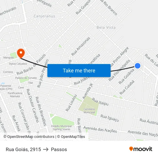 Rua Goiás, 2915 to Passos map