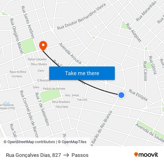 Rua Gonçalves Dias, 827 to Passos map