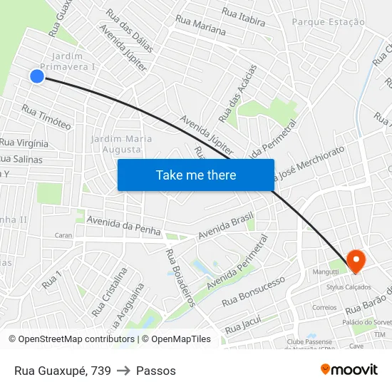 Rua Guaxupé, 739 to Passos map