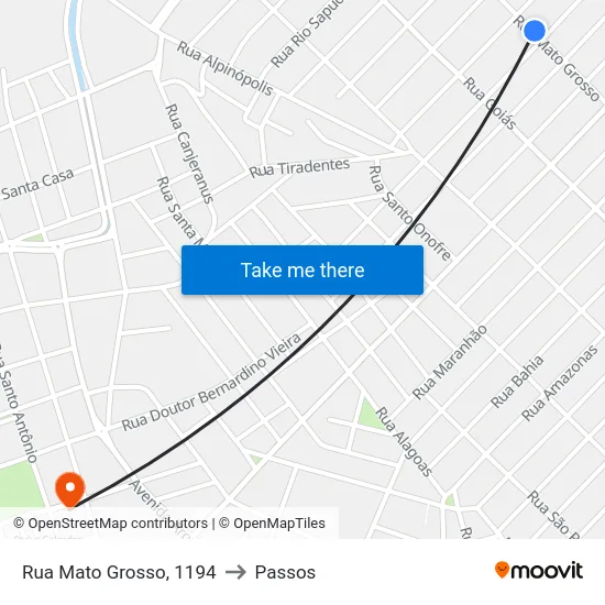 Rua Mato Grosso, 1194 to Passos map