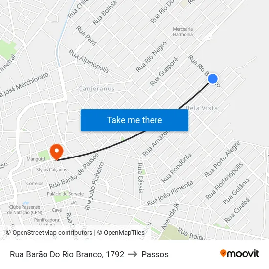 Rua Barão Do Rio Branco, 1792 to Passos map