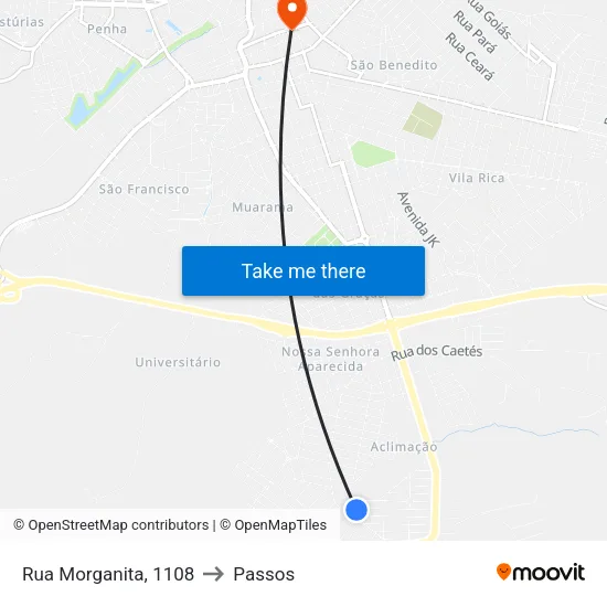 Rua Morganita, 1108 to Passos map