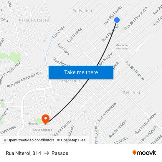 Rua Niterói, 814 to Passos map