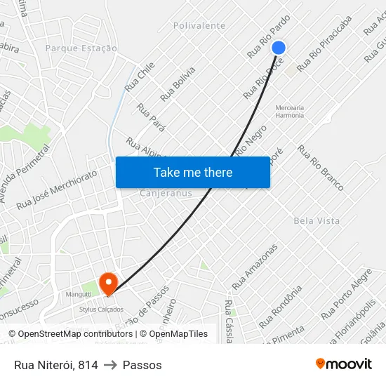 Rua Niterói, 814 to Passos map