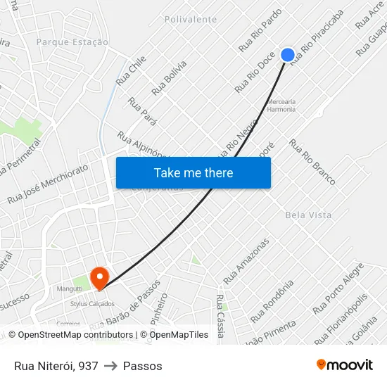 Rua Niterói | Escola Nazle to Passos map