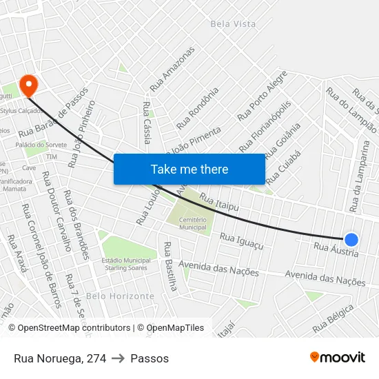 Rua Noruega, 264 to Passos map