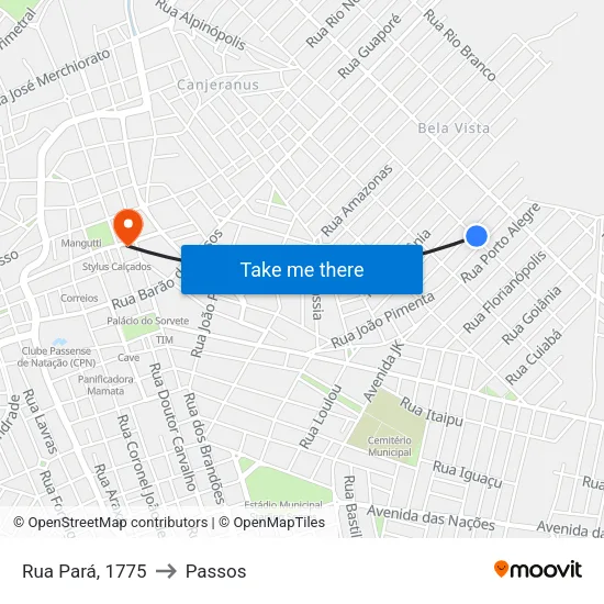 Rua Pará, 1775 to Passos map
