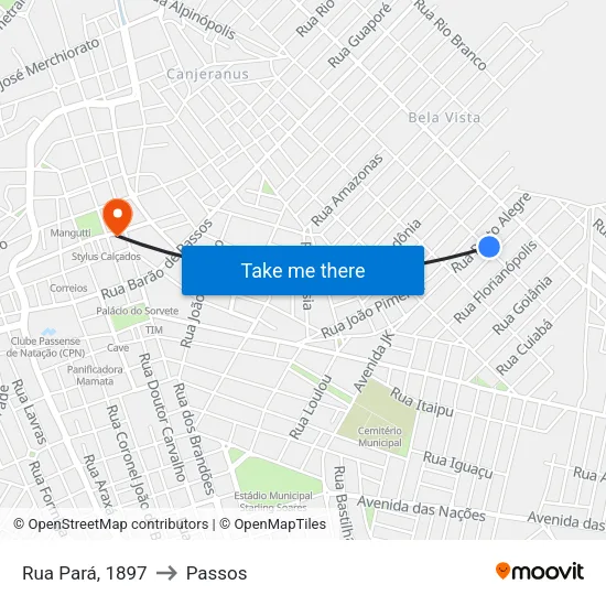 Rua Goiás, 2059 to Passos map