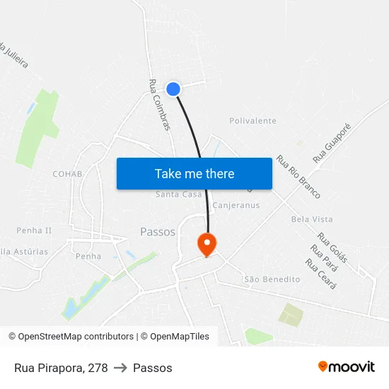 Rua Pirapora, 278 to Passos map