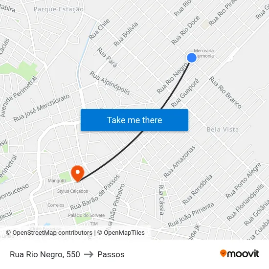 Rua Rio Negro, 550 to Passos map