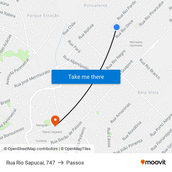 Rua Rio Sapucaí, 747 to Passos map