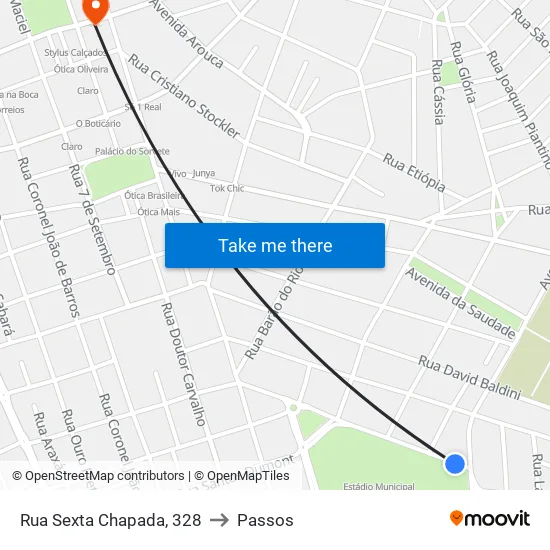 Rua Sexta Chapada, 328 to Passos map